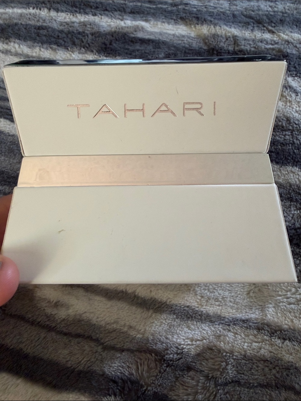 Tahari Mirrored Silver Jewelry Box with Embossed Logo